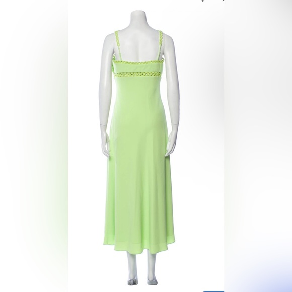 SIMKHAI SEVILLA CROCHET W/ METAL-RING HALTER MIDI DRESS LIME Sz various - Picture 5 of 7